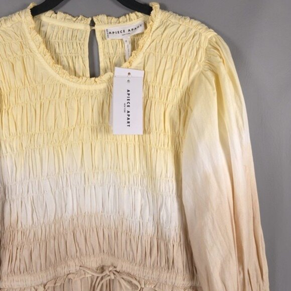 NWT APIECE APART ALDEA Smocked ORGANIC COTTON Ombre Dip Dye Mini Dress‎ MEDIUM - Picture 10 of 16